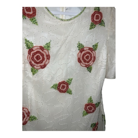 Vintage Monika 100% Silk Bejeweled Blouse Size Large L1 - Picture 2 of 4